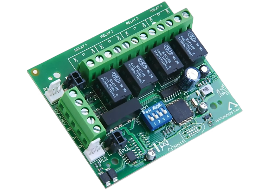 4 relays are mounted on the PCB without heat dissipation measures